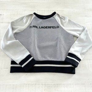 KARL LAGERFELD Girls Mesh Insert Logo Sweatshirt